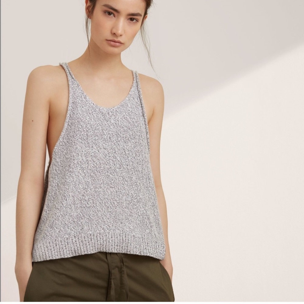 Aritzia Light Gray Marled Knit Racerback Tank